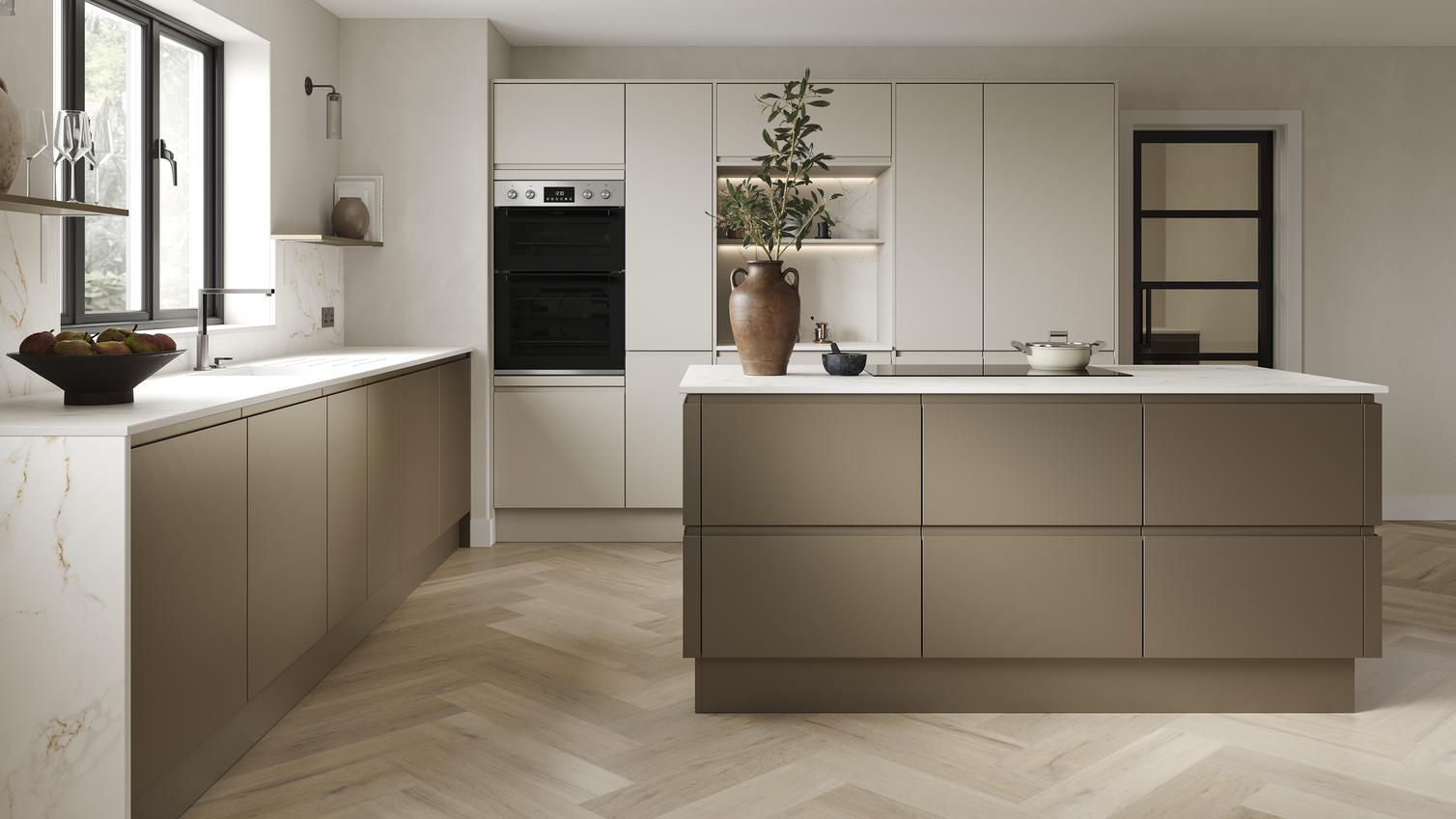 Clerkenwell Matt Metallic Bronze & Super Matt Sandstone Alternative Set Shot