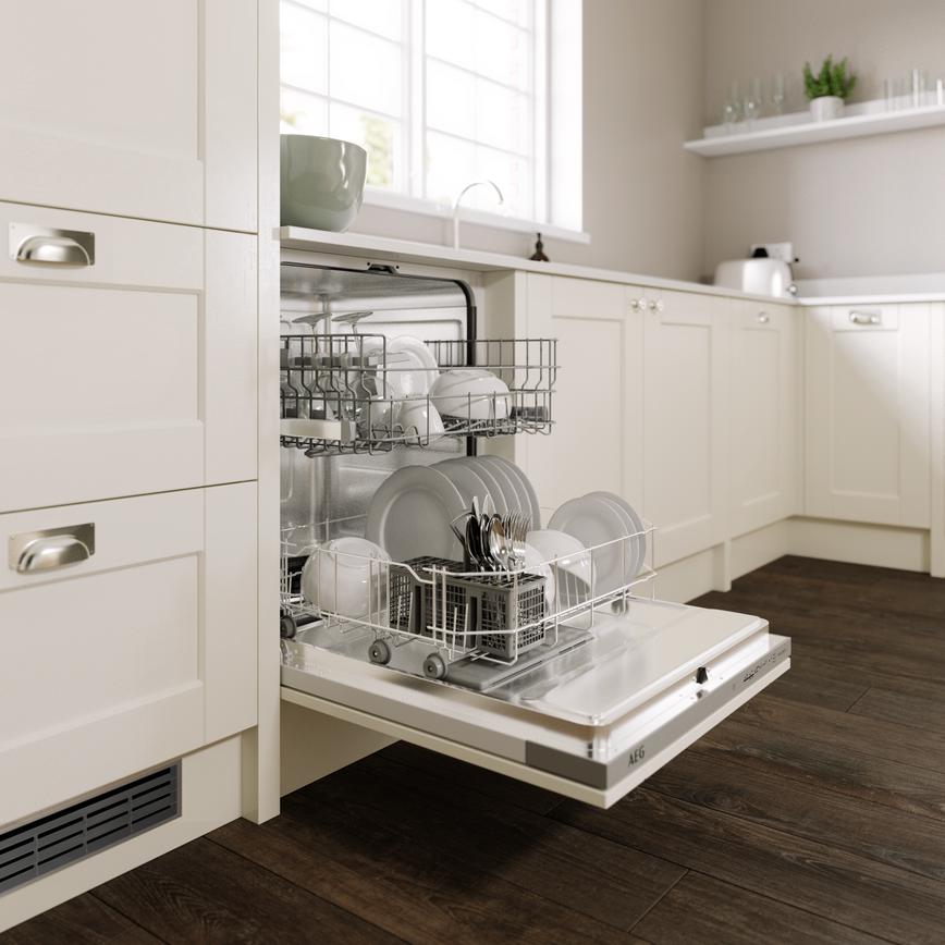 Fairford Antique White AEG Integrated Dishwasher