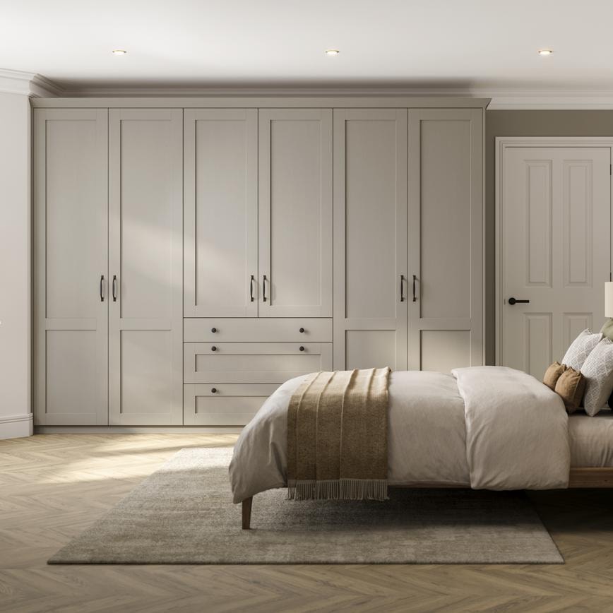 Halesworth Pebble Bedroom Single Wall Warderobe with Drawers