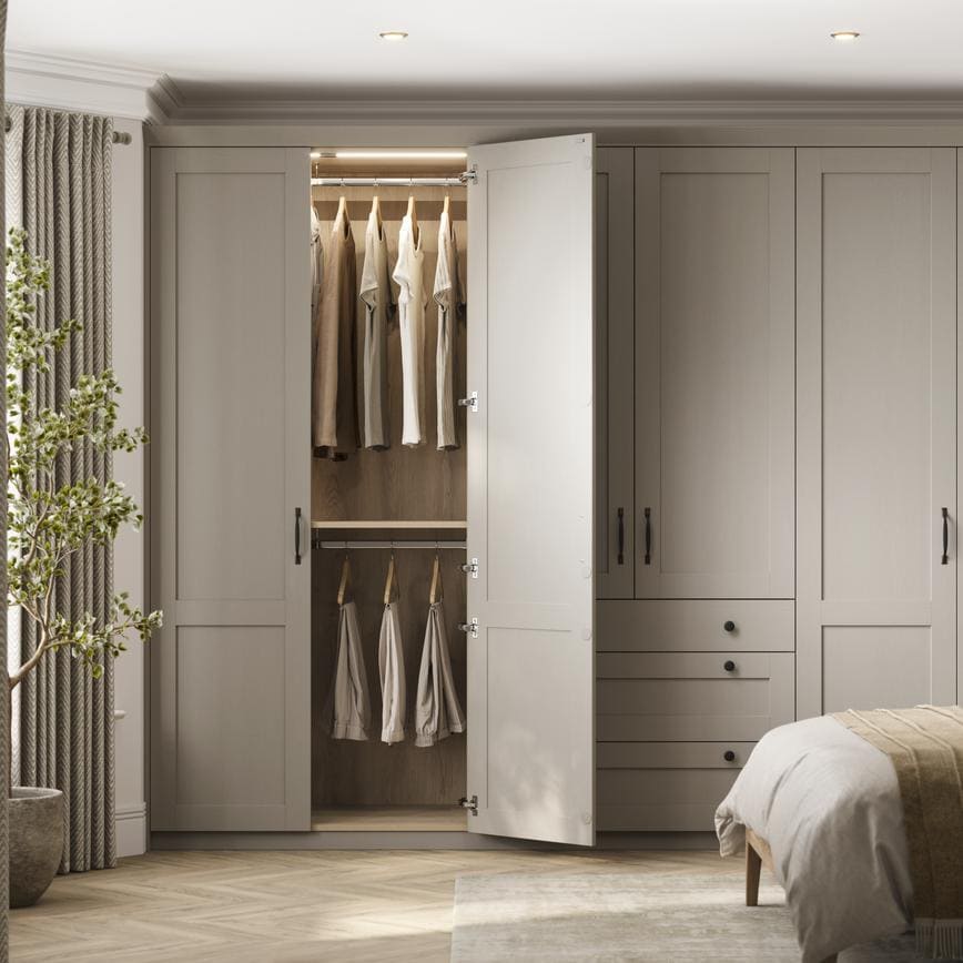 Halesworth Pebble Bedroom Two Clothes Rails and LED Lights