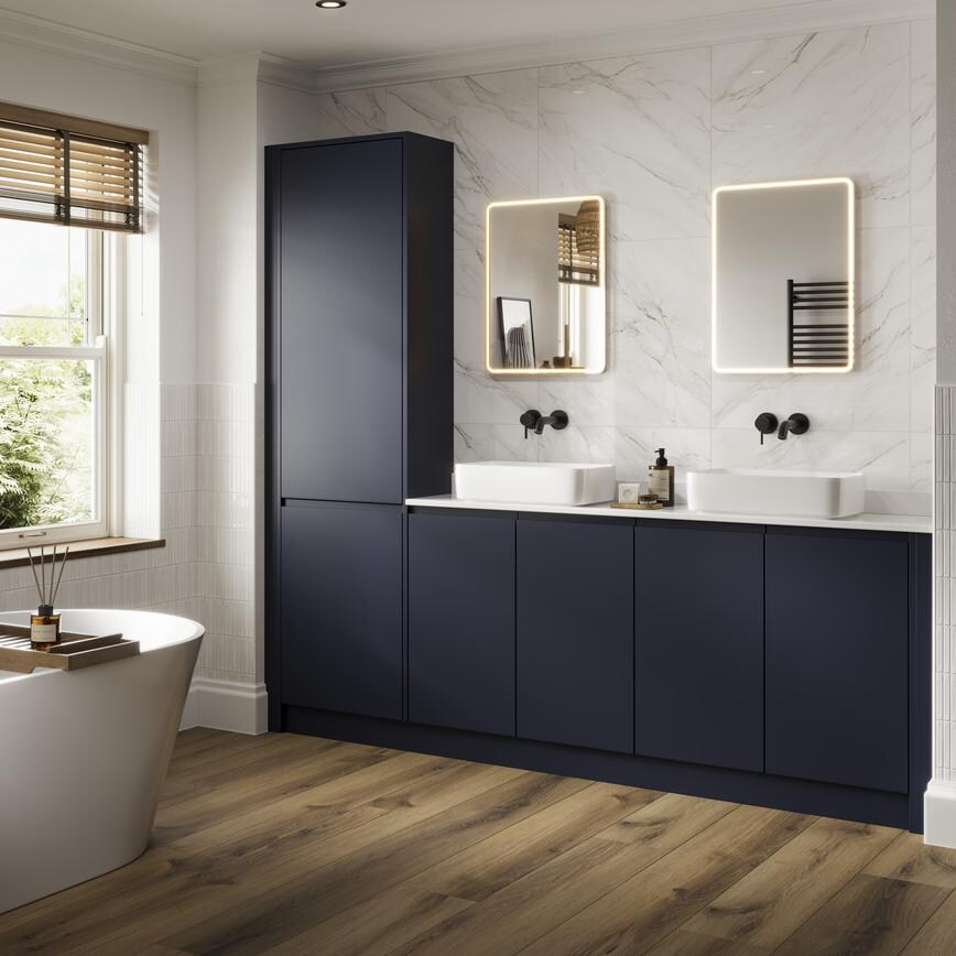 Clerkenwell Super Matt Navy Bathroom Set Shot
