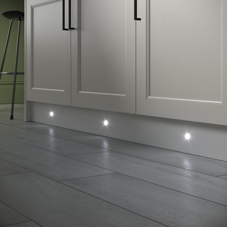 LED Circular Plinth Lights Trio Tone Elmbridge Dove Grey Kitchen Cool