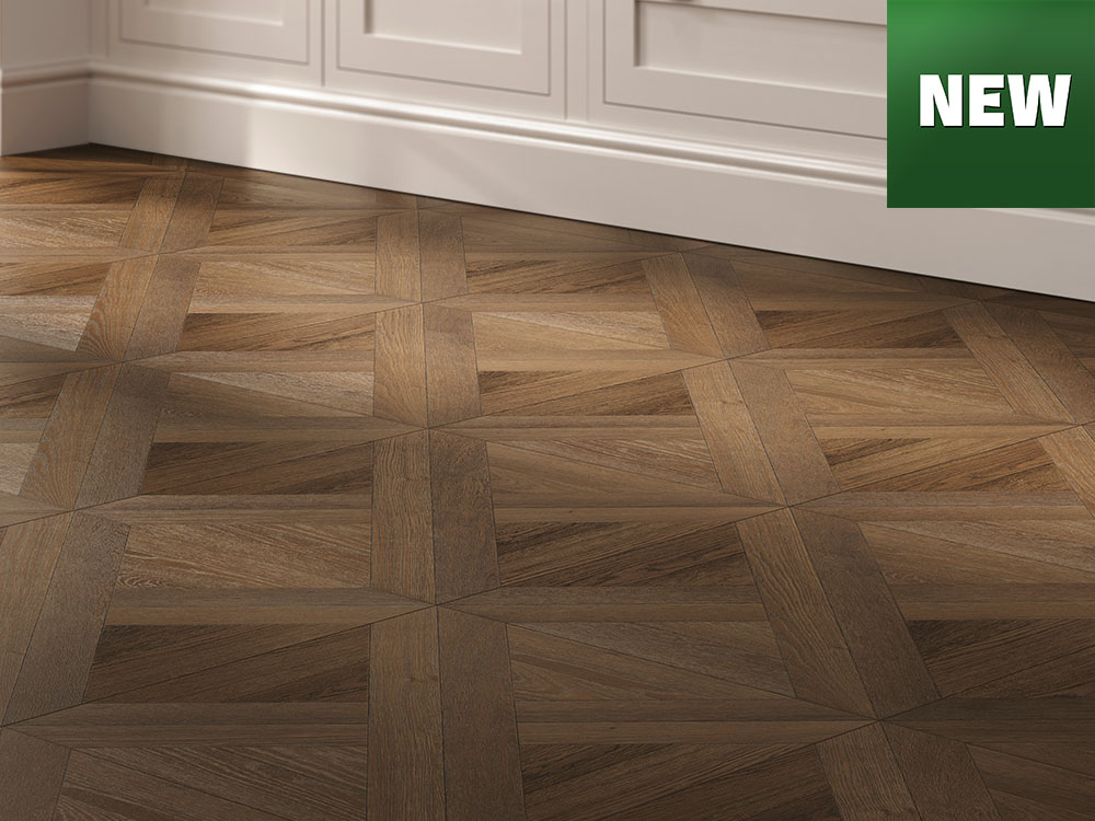 Close-up of new modern wood flooring in a warm natural tone.