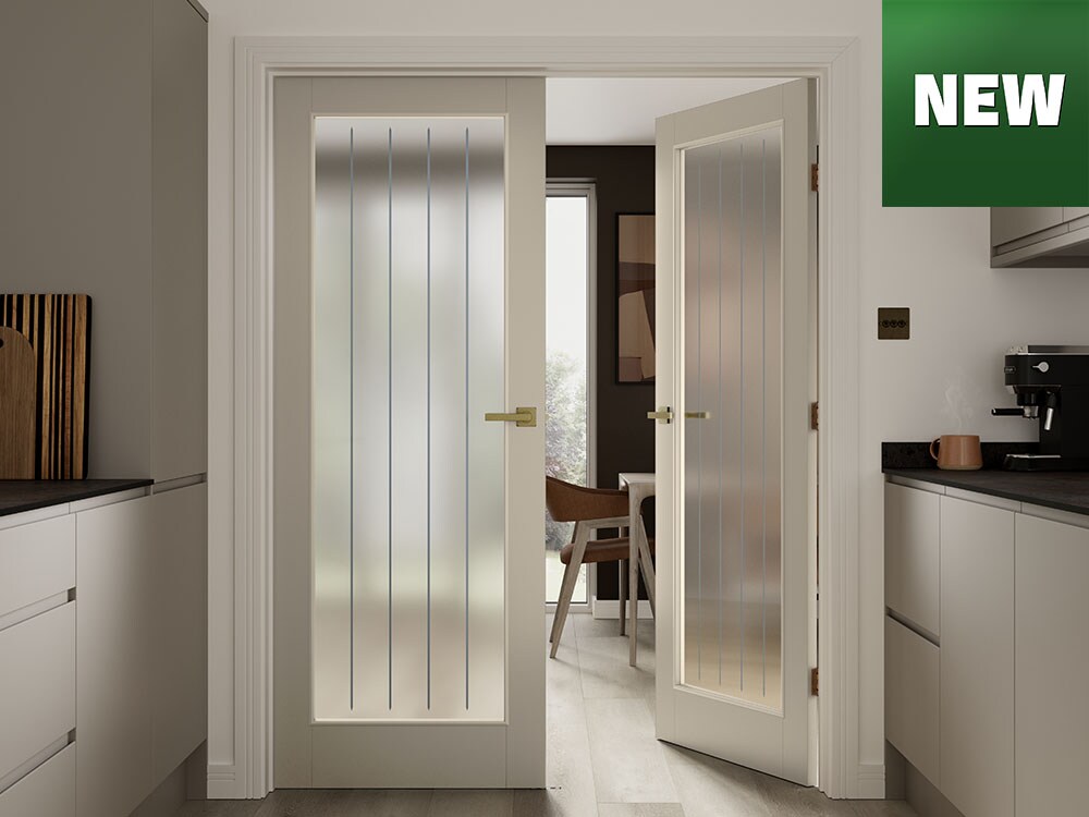 New glazed internal doors with a contemporary white finish.